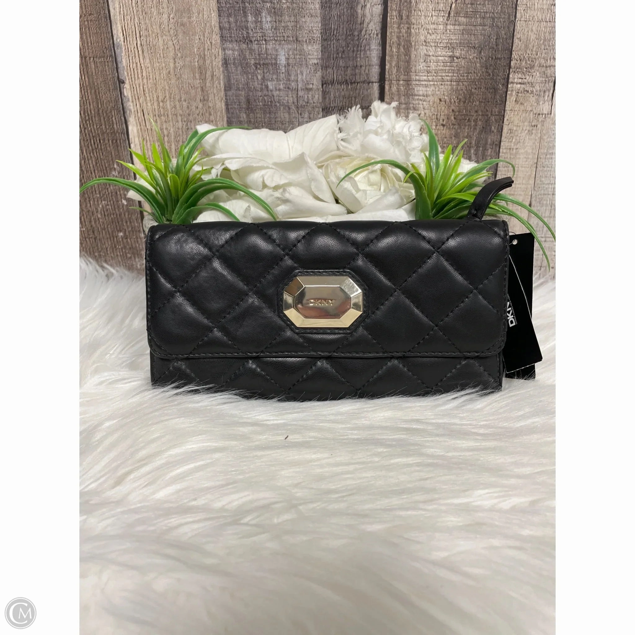 Wallet Leather By Dkny, Size: Medium