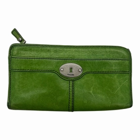 Wallet Leather By Fossil In Green, Size:Large