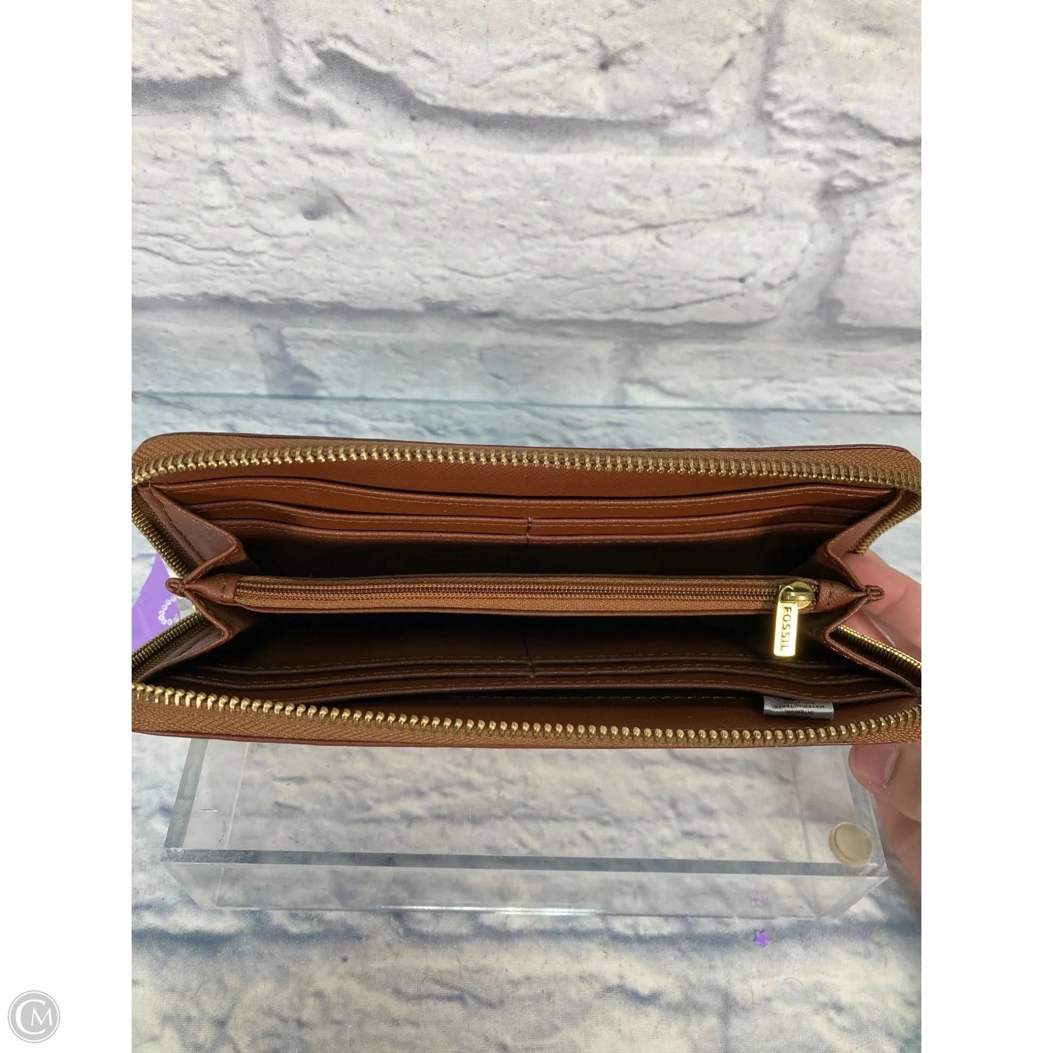 Wallet Leather By Fossil, Size: Large