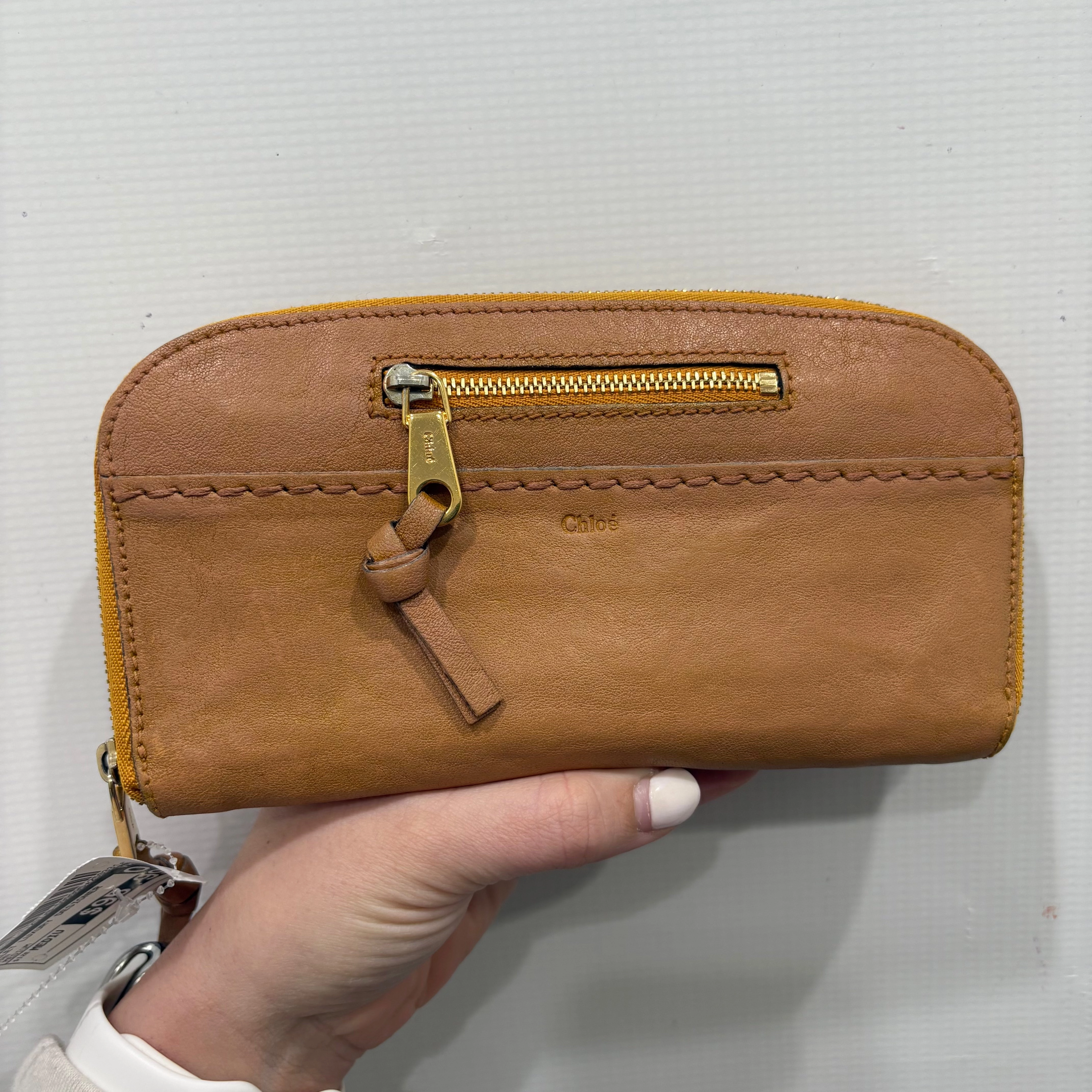 Wallet Luxury Designer By Chloe In Tan, Size:Medium