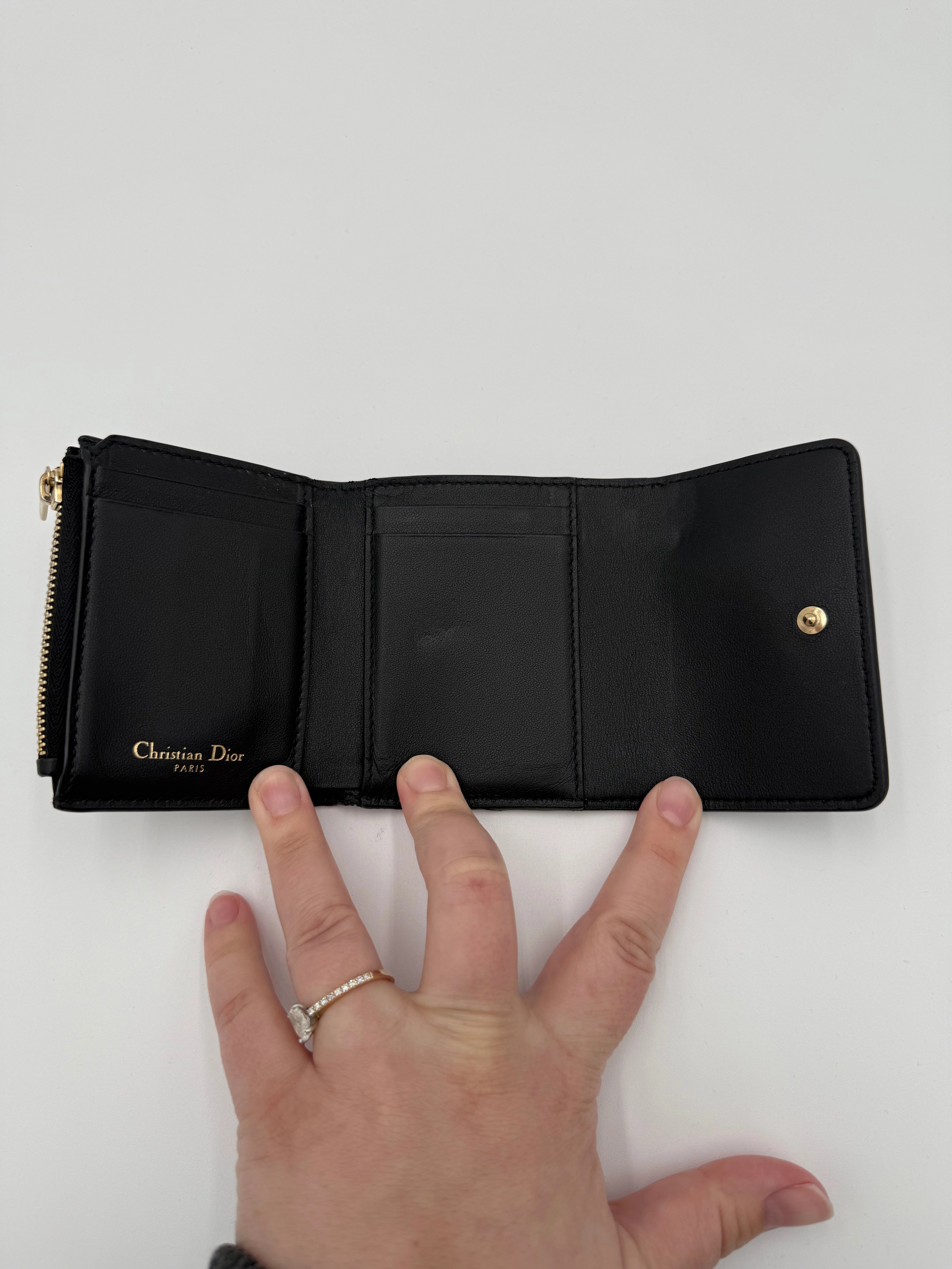 Wallet Luxury Designer By Dior In Black & Gold, Size:Medium