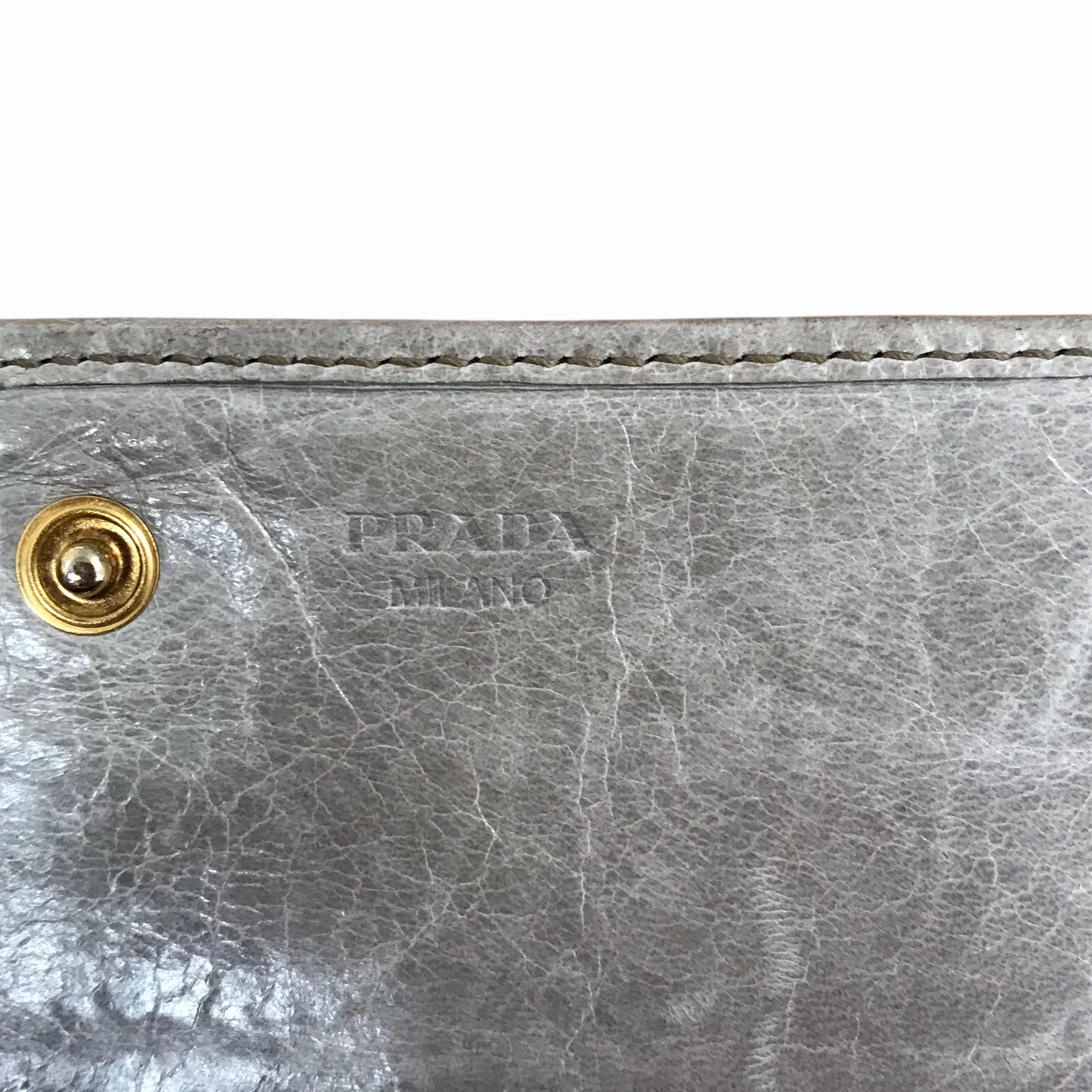Wallet Luxury Designer By Prada In Grey, Size:Medium