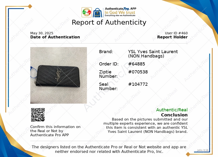 Wallet Luxury Designer By Yves Saint Laurent, Size: Medium