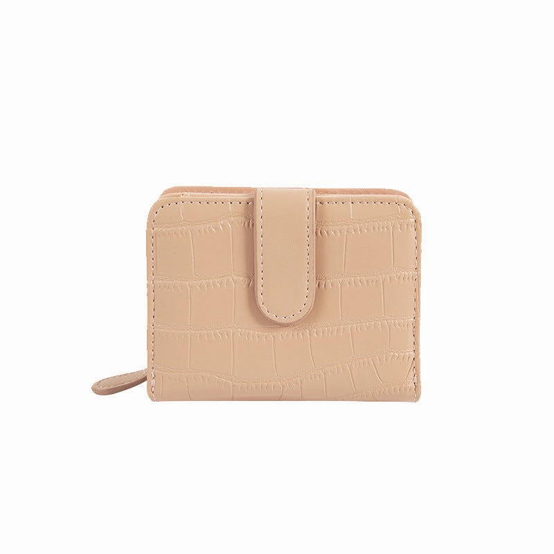 Women's wallet short solid color stone pattern