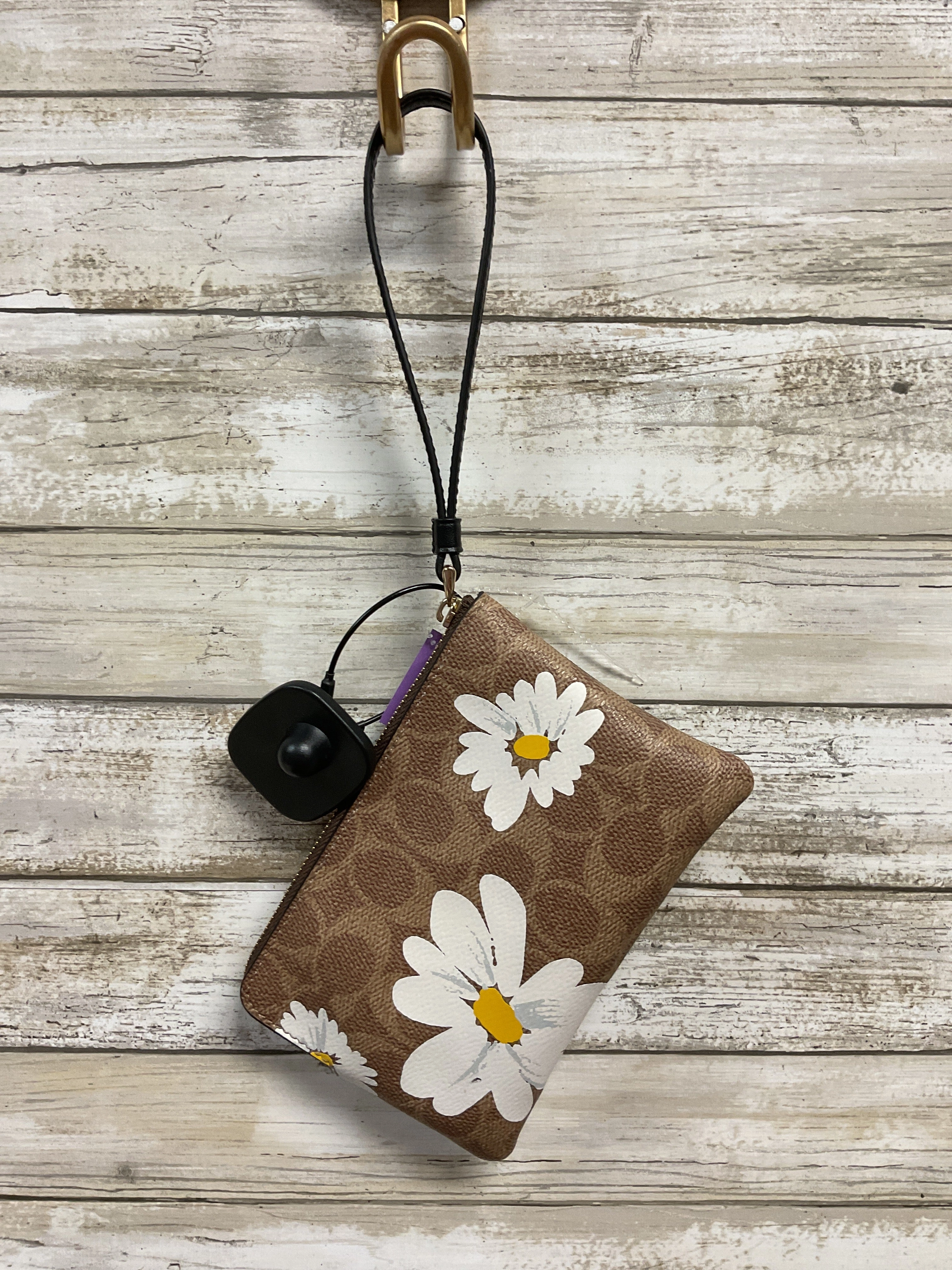 Wristlet Designer By Coach In Tan & White, Size:Small