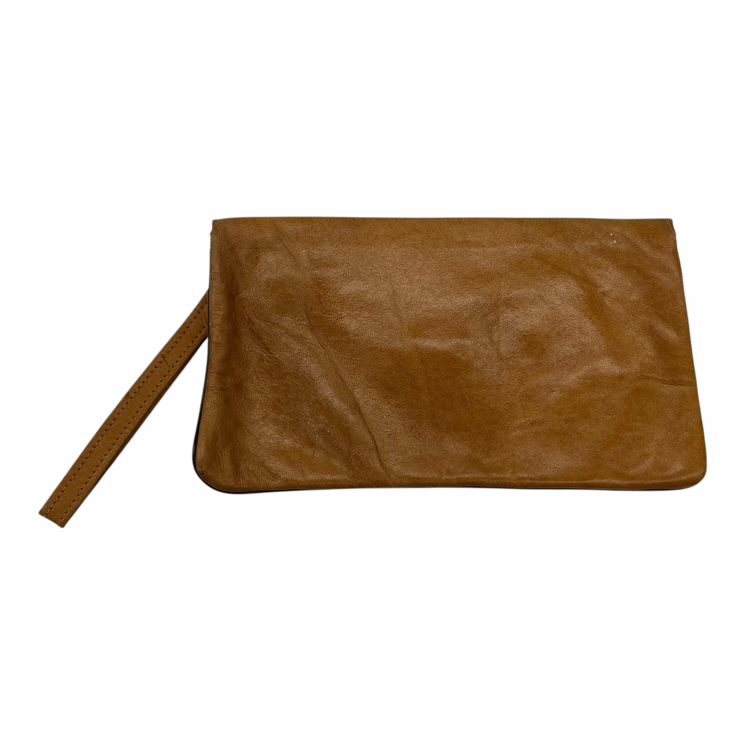 Wristlet Leather By Clothes Mentor In Tan, Size:Medium