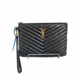 Wristlet Luxury Designer By Yves Saint Laurent In Black, Size:Medium
