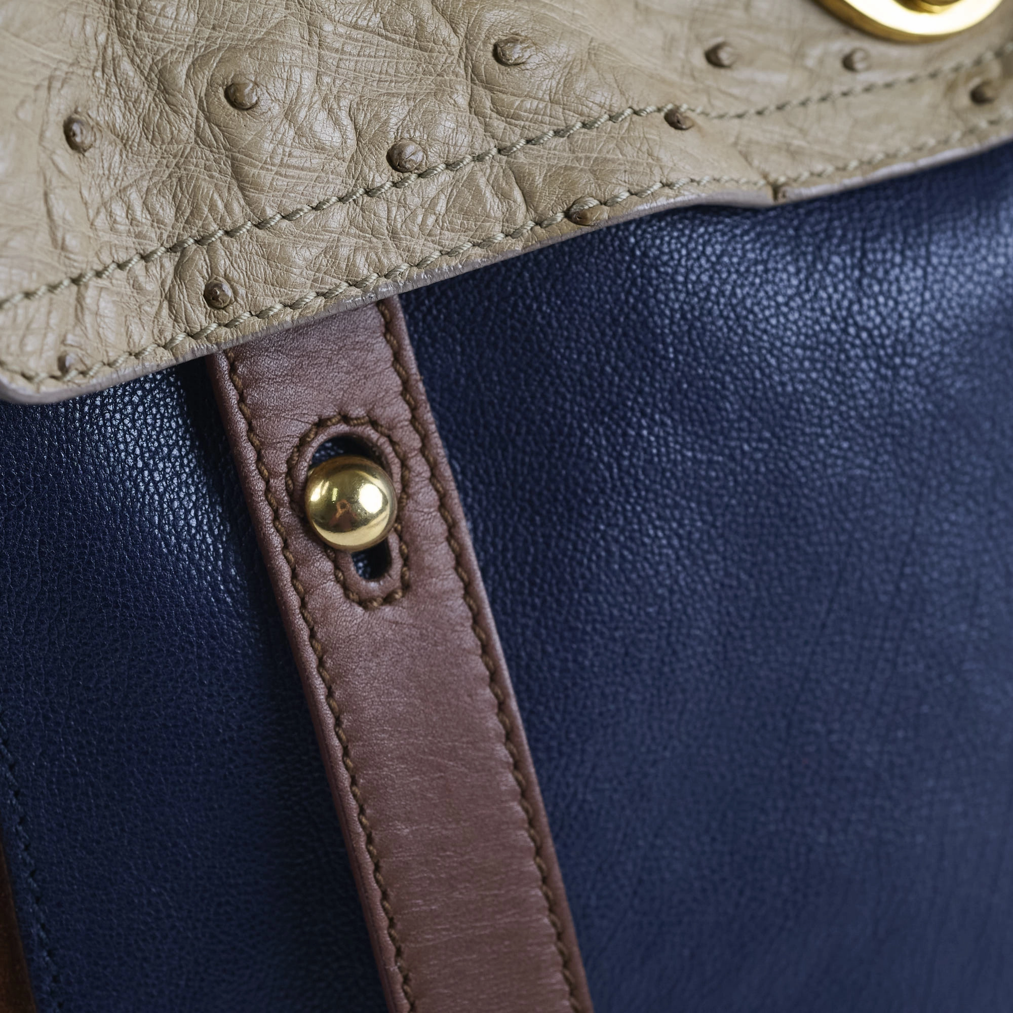 Yves Saint Laurent Medium Muse Bag Ostrich/ Calfskin/ Suede
